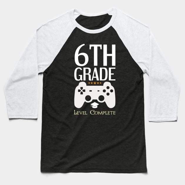 6th Grade Level Complete Video Gamer Birthday Gift Baseball T-Shirt by Tesszero